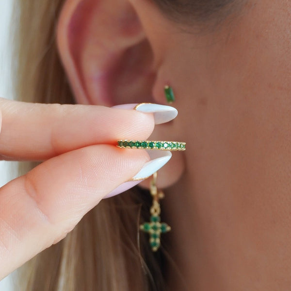 EAR CUFF LINE CIRCONIAS VERDE ESM